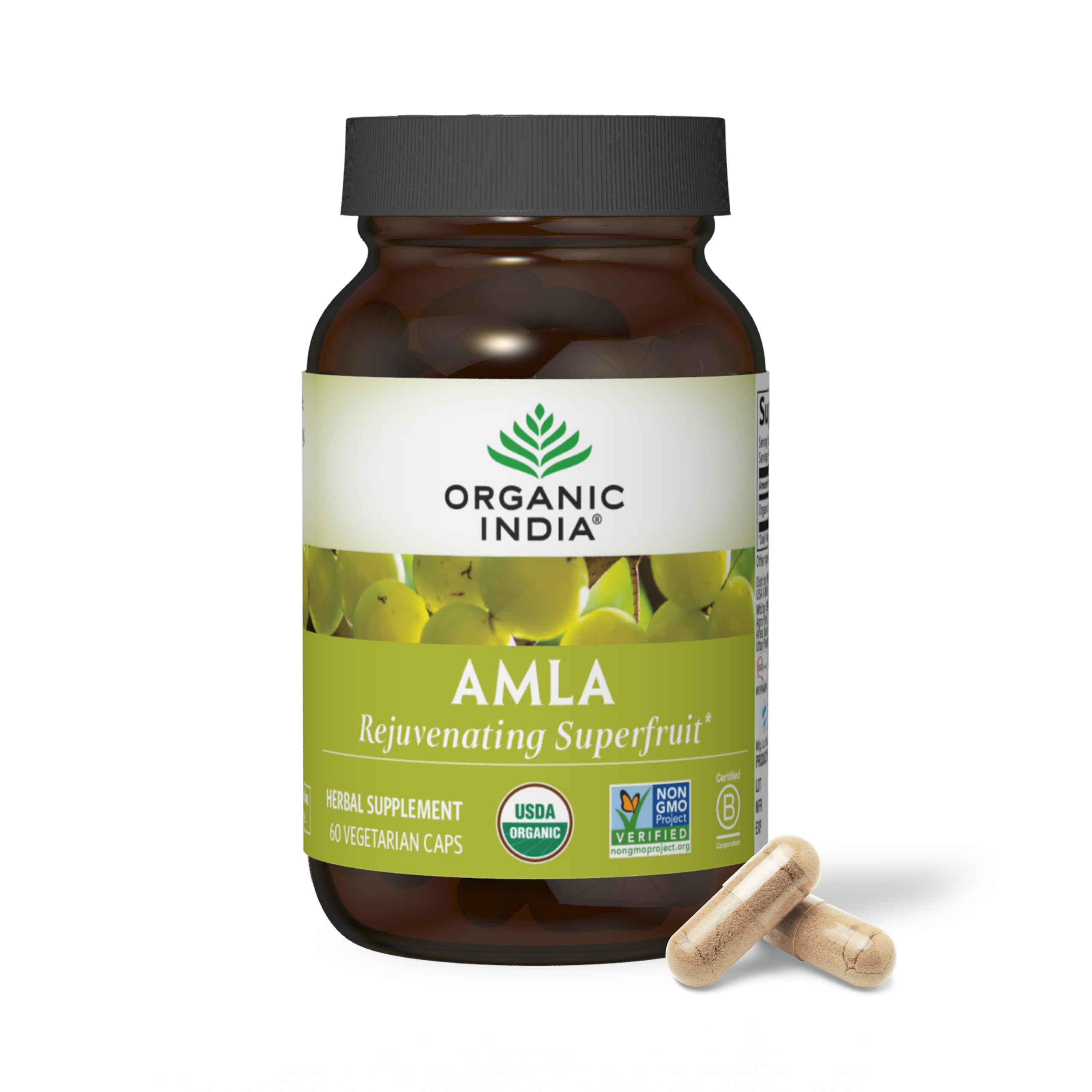 Organic India Amla Capsules bottle with label