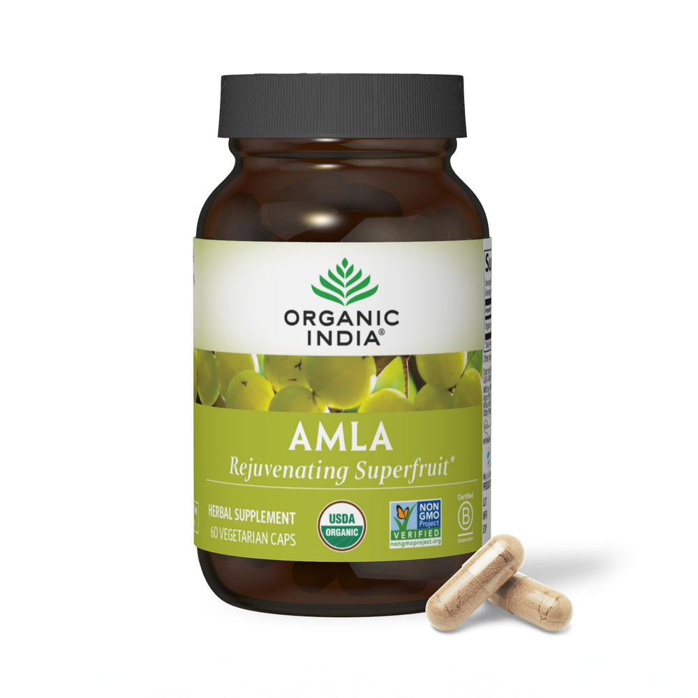 Organic India Amla Capsules bottle with label