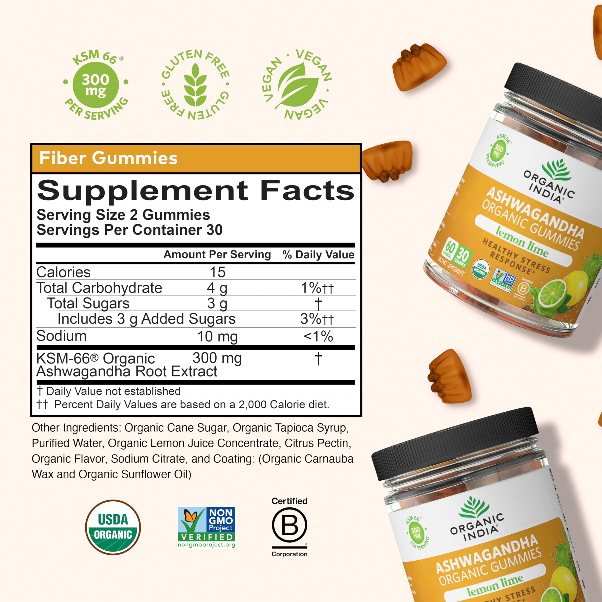 60-count bottle of Organic India Ashwagandha Gummies