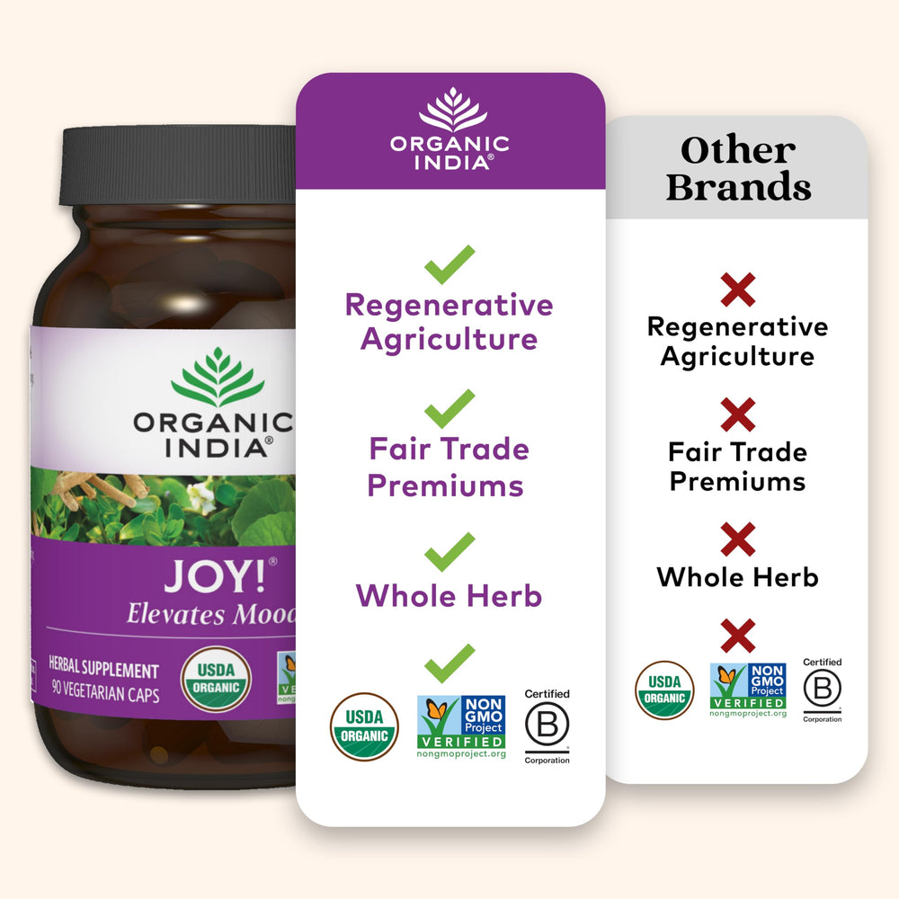 Joy packaging showing vegan gluten free kosher attributes