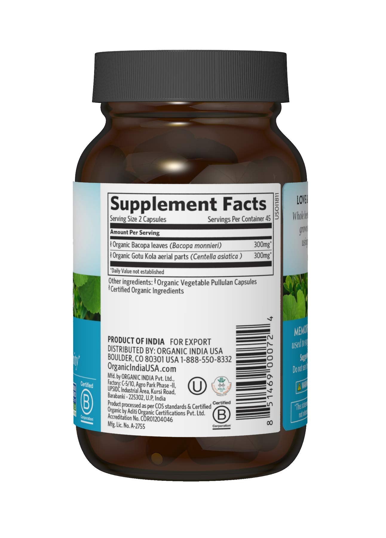 Organic India Memory capsules pile showcasing convenient daily memory support