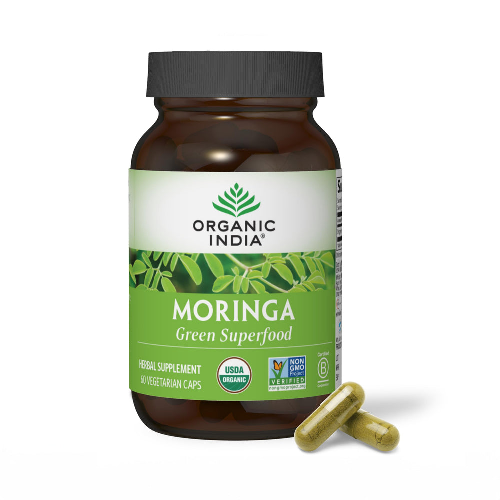 Organic India Moringa Capsules bottle front view