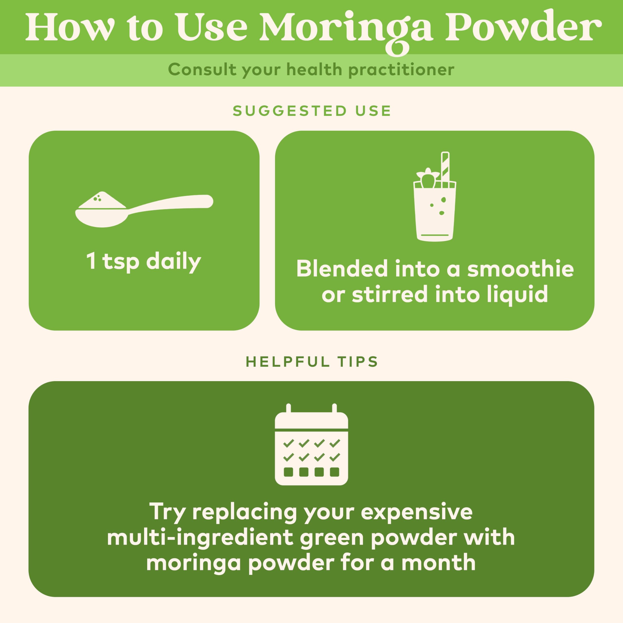 Product packshot showing Organic India Moringa Powder 8 oz