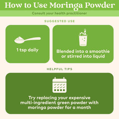 Product packshot showing Organic India Moringa Powder 8 oz