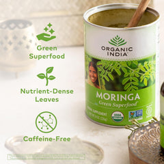 USDA Organic certified ORGANIC INDIA moringa powder packaging