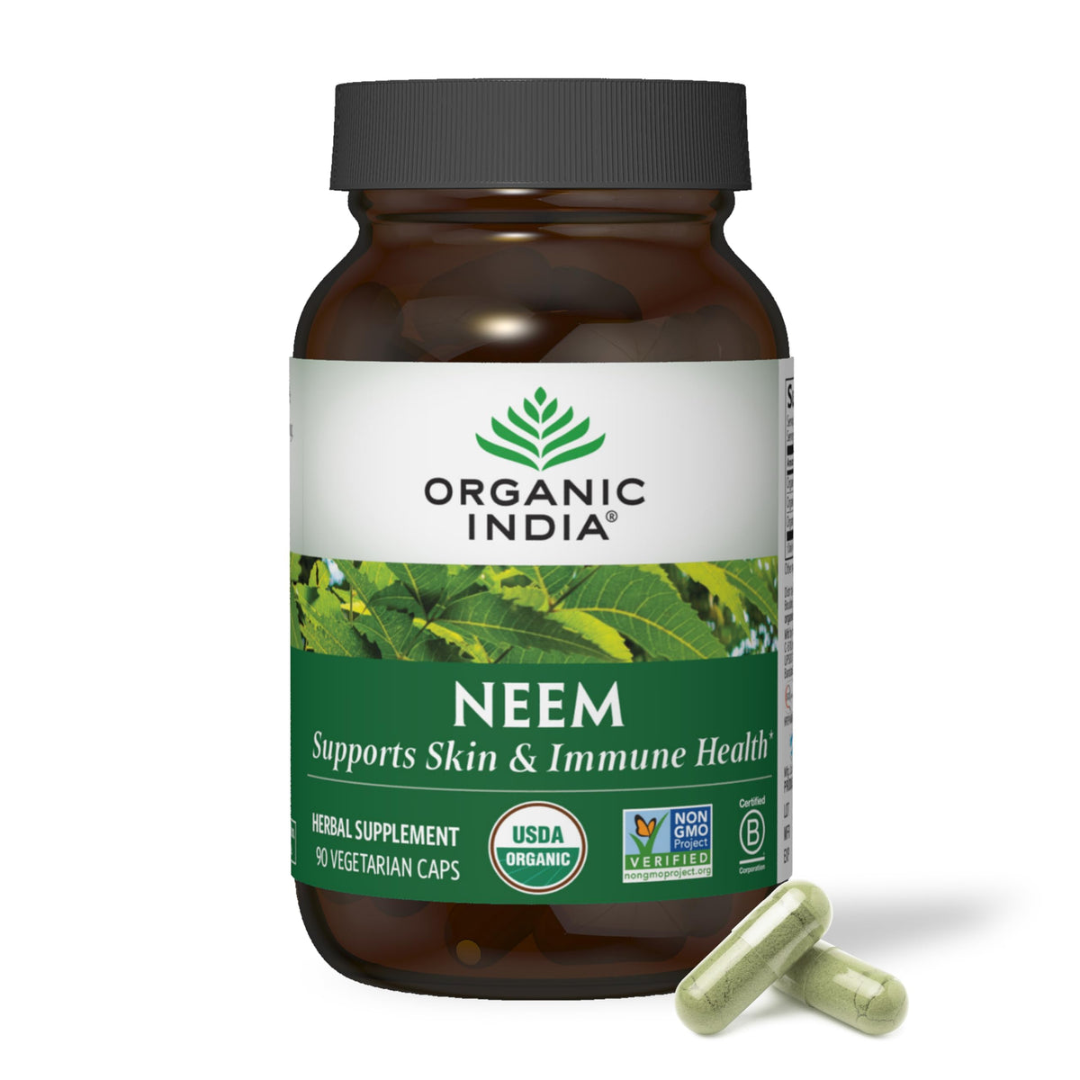 Organic India Neem Leaf Capsules bottle with 90 count