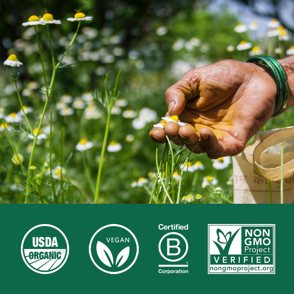 Organic India Peaceful Sleep Ashwagandha extract conveys calming bedtime support.