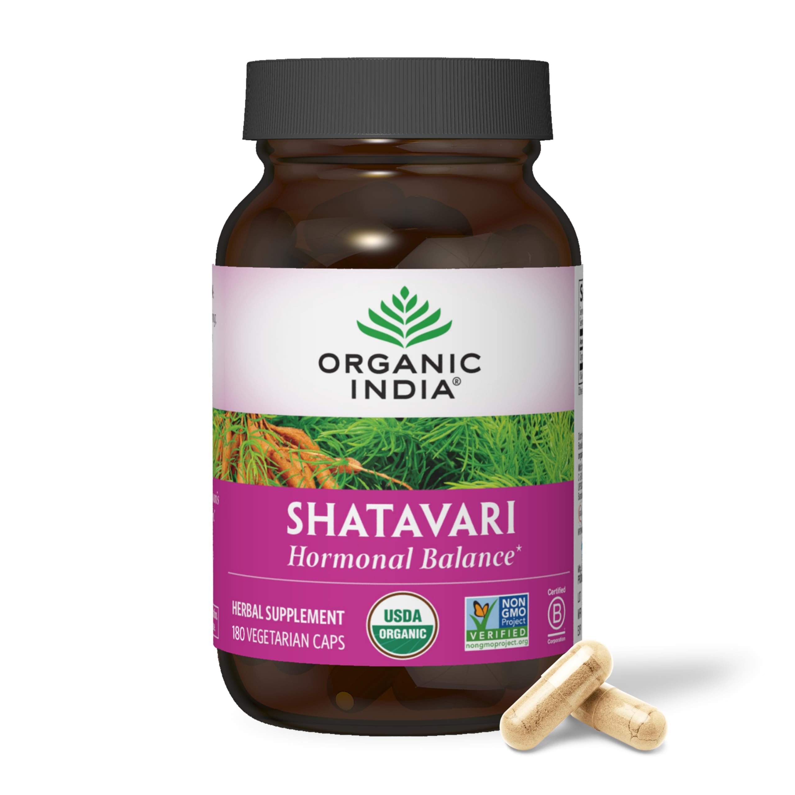 Organic India Shatavari Capsules bottle with label