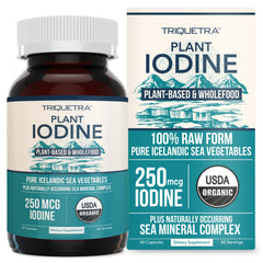 Organic iodine supplement bottle from sea vegetable complex