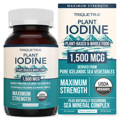 Organic iodine supplement bottle with Sea Vegetable Complex