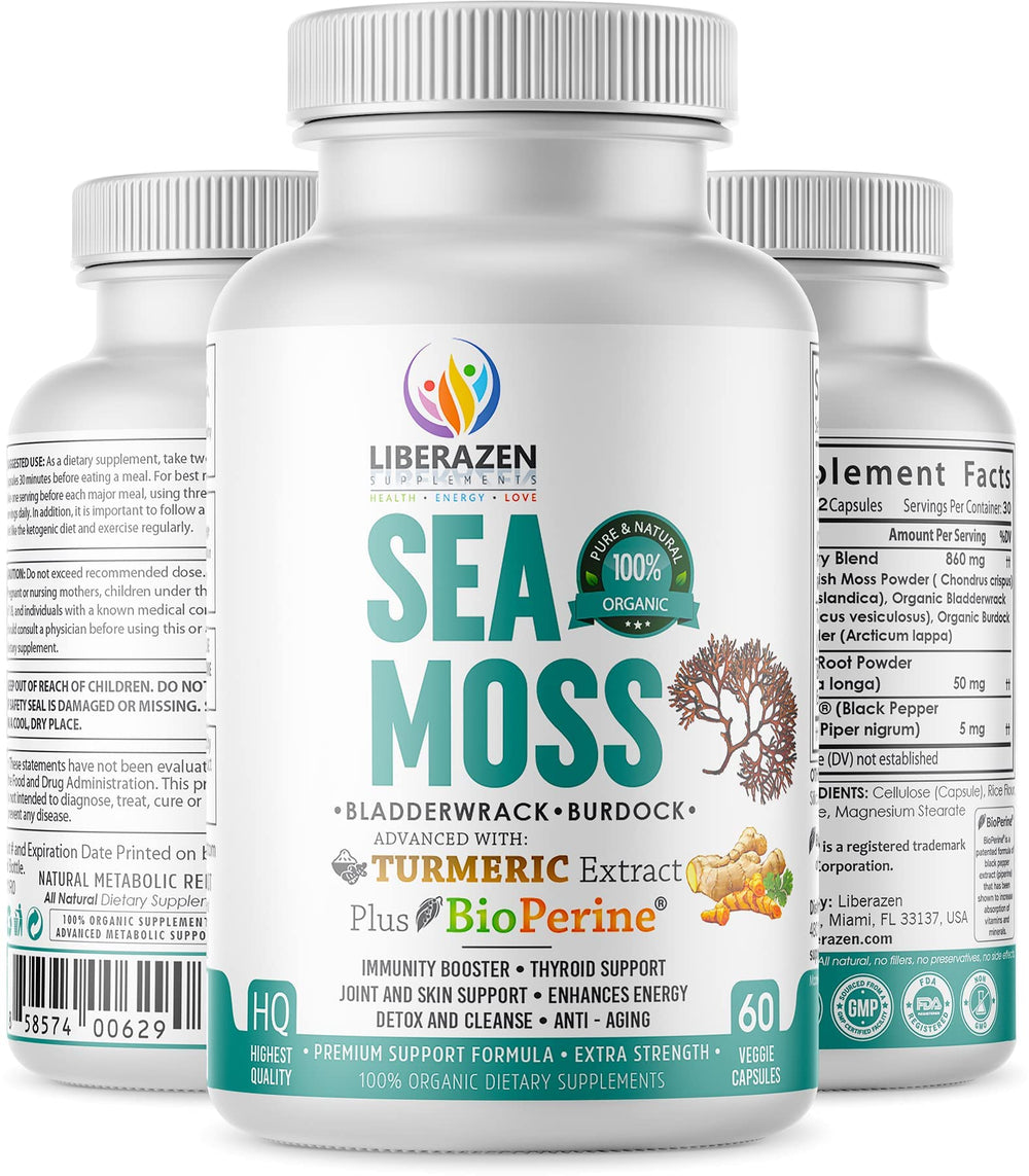Bottle of Organic Irish Sea Moss Pills - 60 capsules