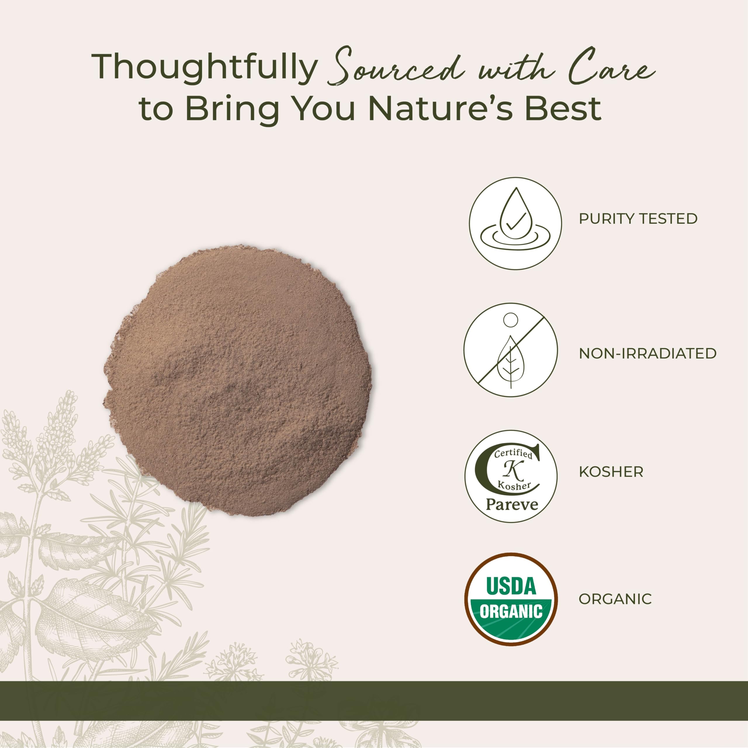 USDA Organic and Kosher certified burdock root powder label