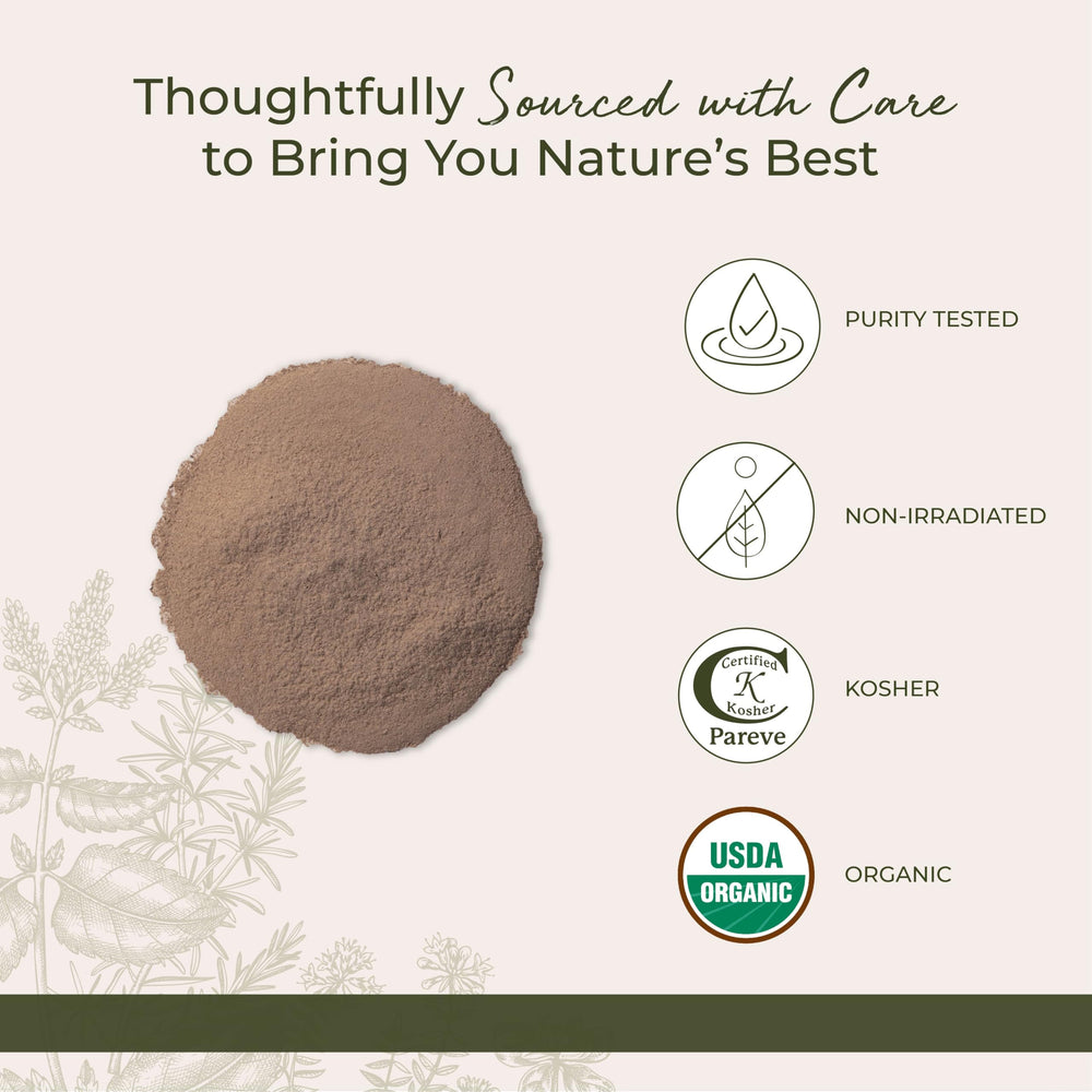 USDA Organic and Kosher certified burdock root powder label