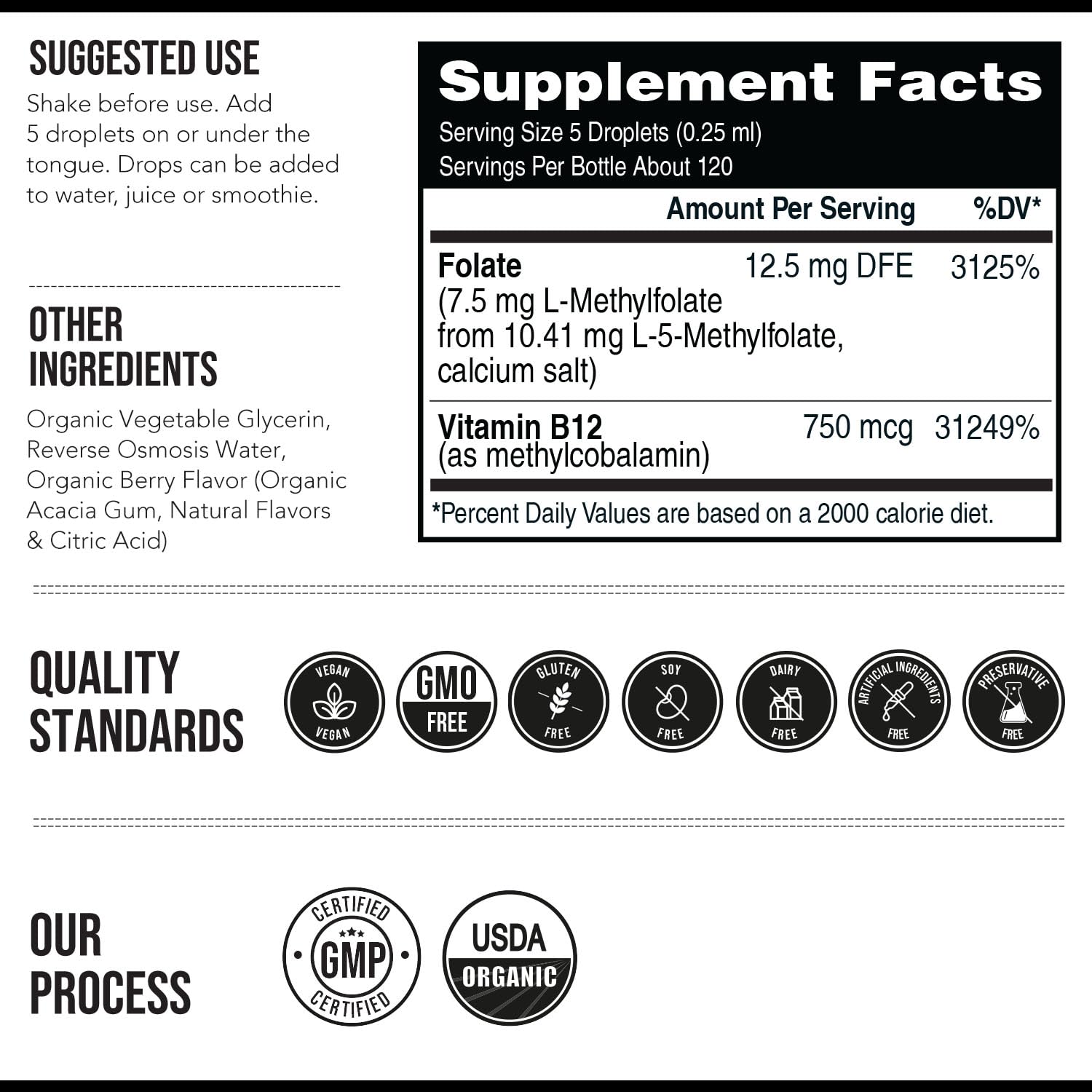 Made in USA with cGMP manufacturing and 3rd-party tested seal on bottle