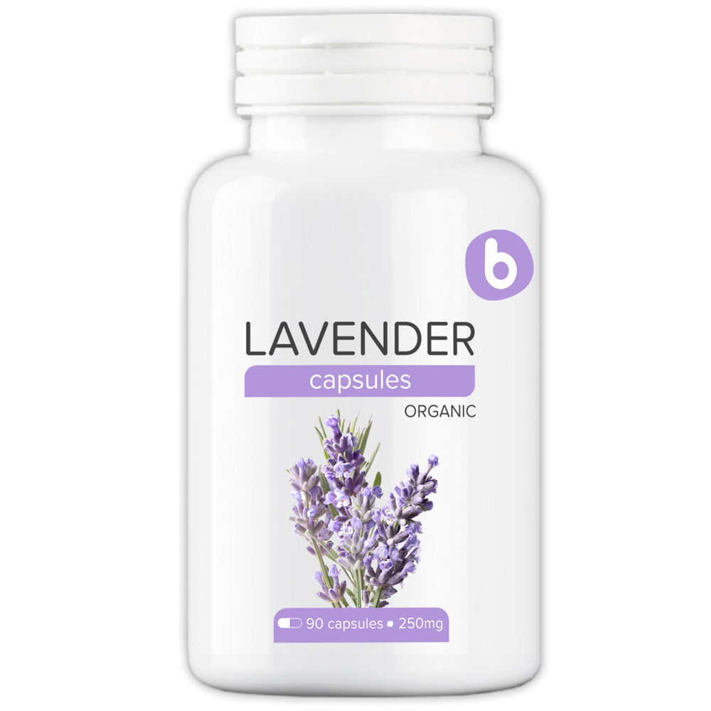 Organic lavender capsules bottle with packaging