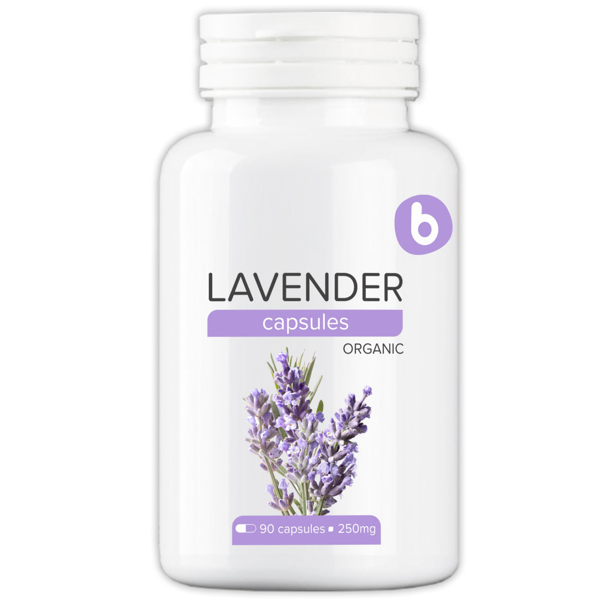 Organic lavender capsules bottle with packaging