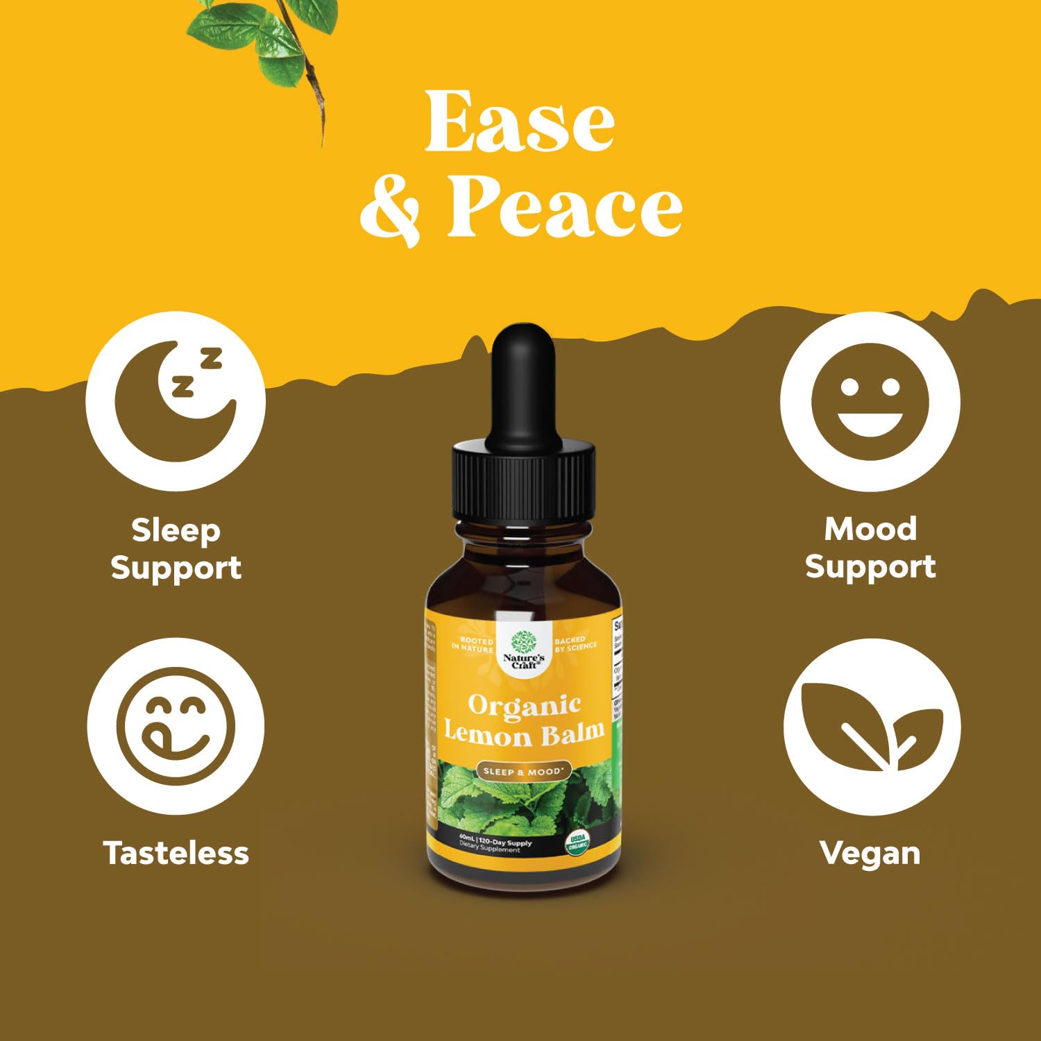 Adult using lemon balm tincture for calm and focus