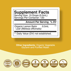 Lemon balm tincture bottle with dropper