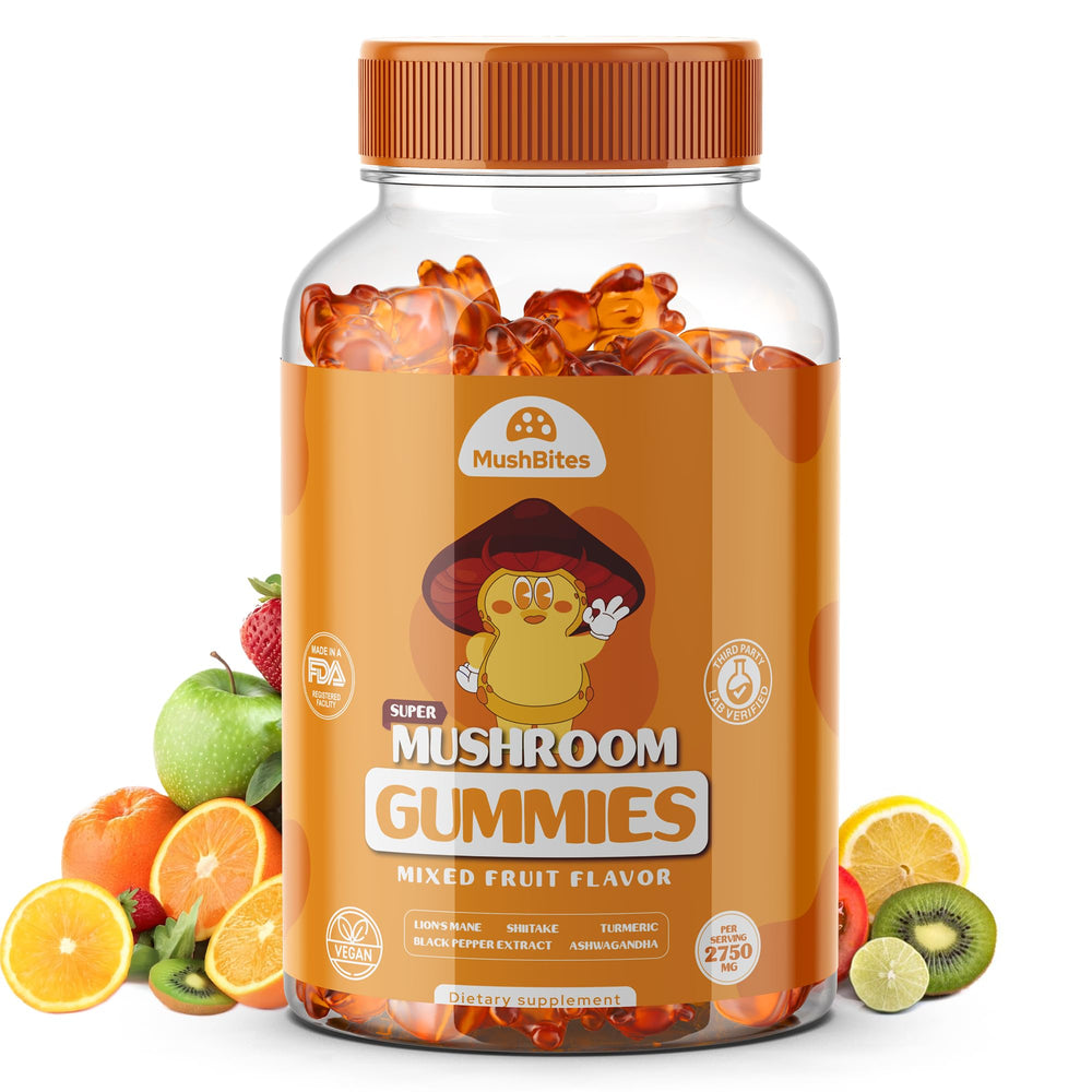 Organic Lion's Mane Mushroom Gummies bottle with label