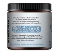 Organic Lion's Mane powder in a display stand