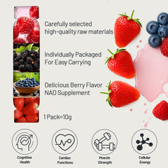 Organic liquid packets for NAD supplement with berry flavor
