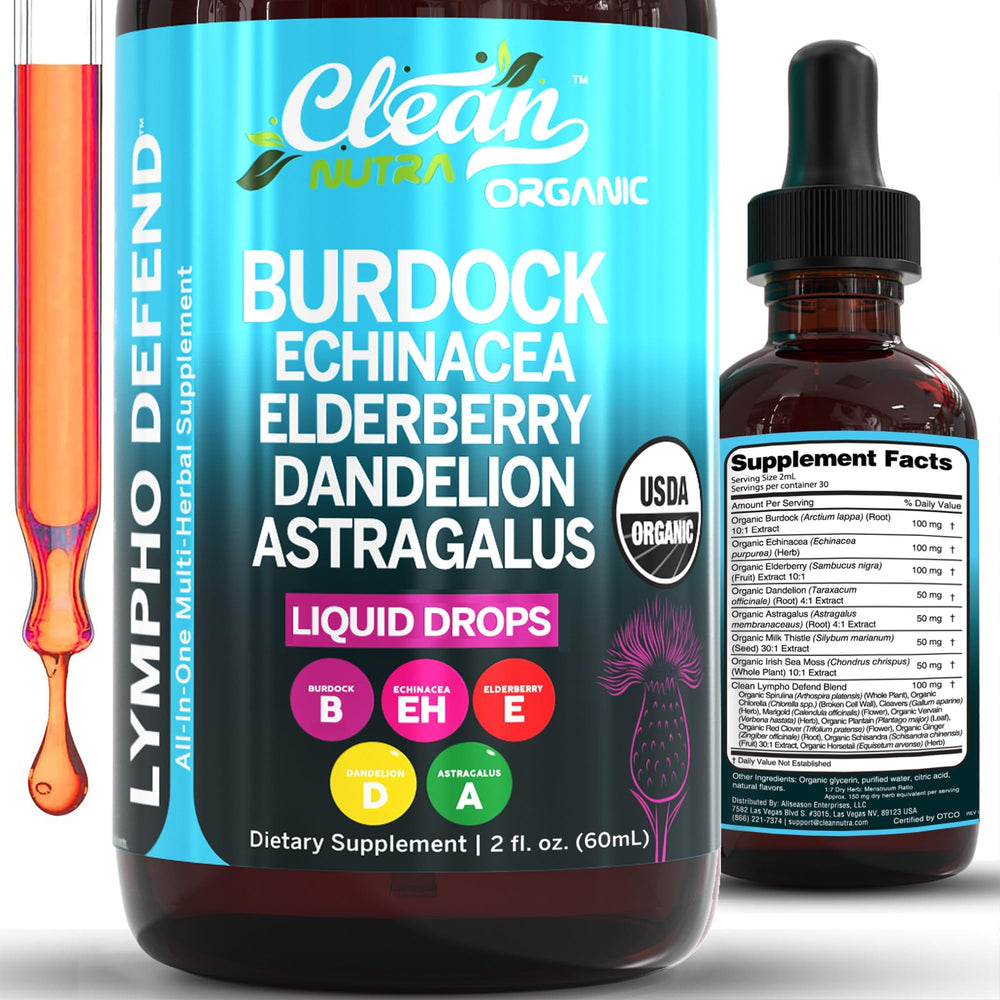 Front view of Organic Lymphatic Drainage Drops bottle