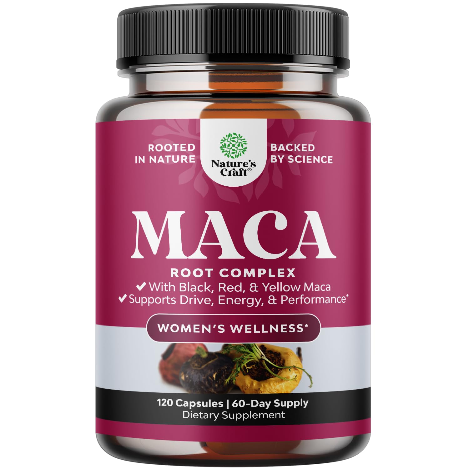 Organic Maca Root Capsules for Women bottle