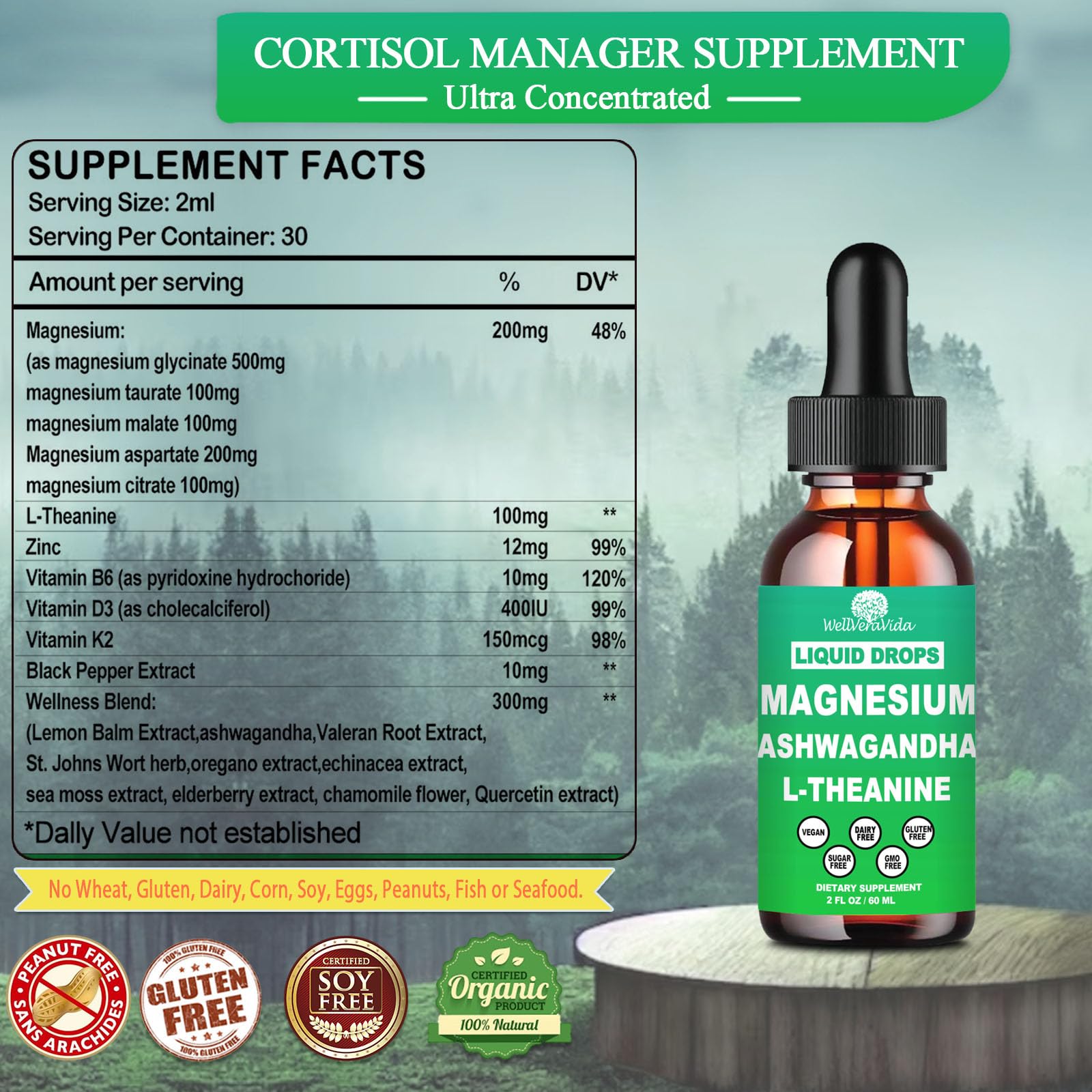 Organic magnesium 5-complex supplement label