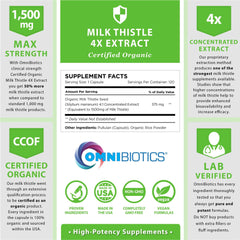 Organic milk thistle extract 1500mg with silymarin, CCOF certified