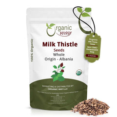 Organic whole milk thistle seeds in a resealable bag from Albania