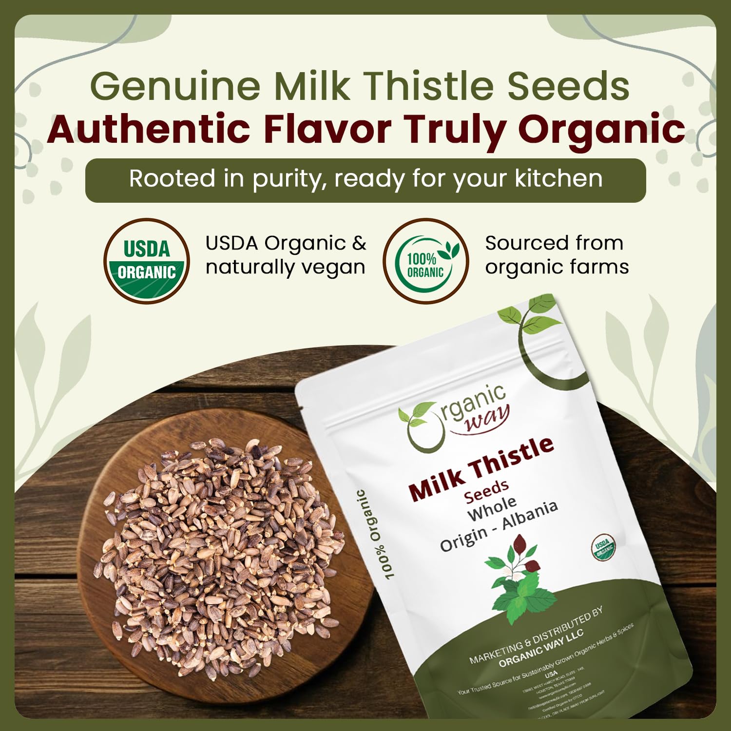 Close-up view of organic milk thistle seeds