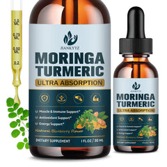 Two bottles of Organic Moringa Leaf Extract Liquid Drops, 1 oz each, in a 2-pack