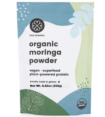 Front view of Organic Moringa Powder 250g package