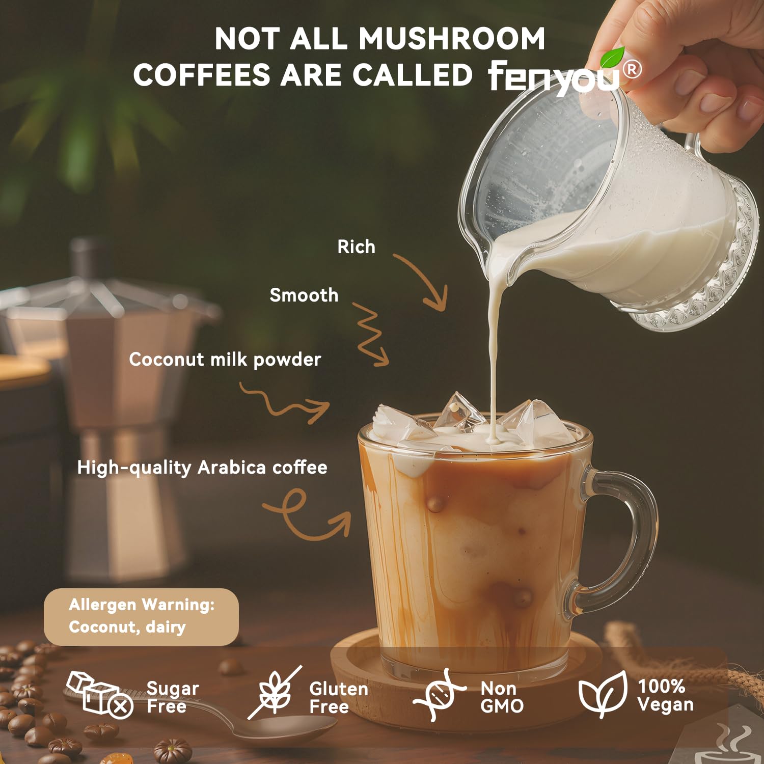 Turmeric-enriched organic mushroom coffee packets.