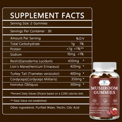 Close-up of Lion's Mane and Cordyceps mushrooms