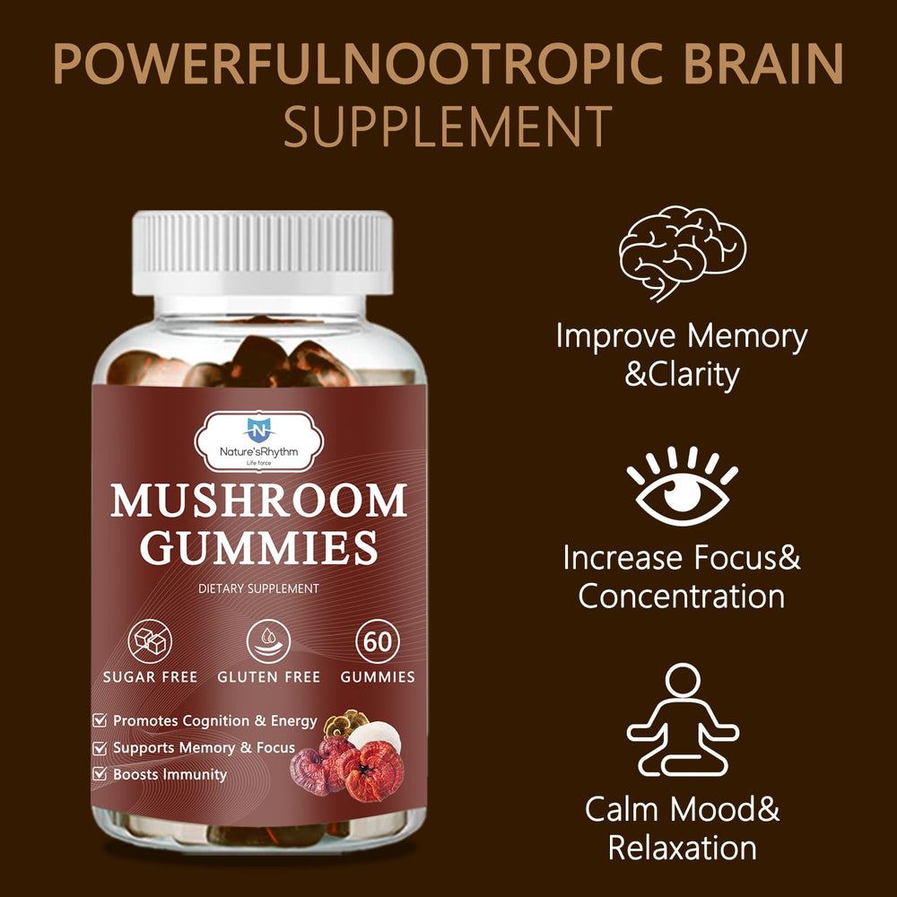 Assorted mushroom gummies with vibrant colors