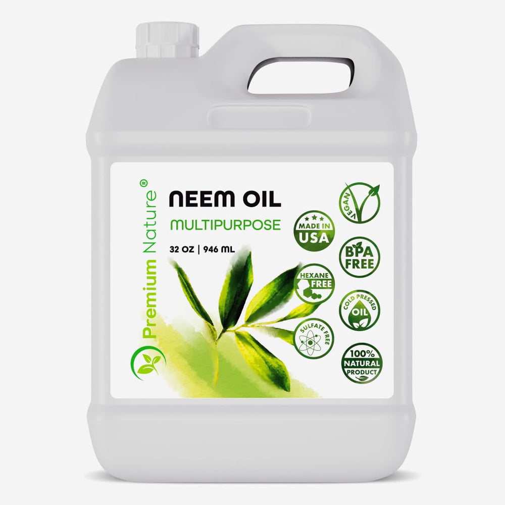 Bottle of organic neem oil 32 oz with dropper cap