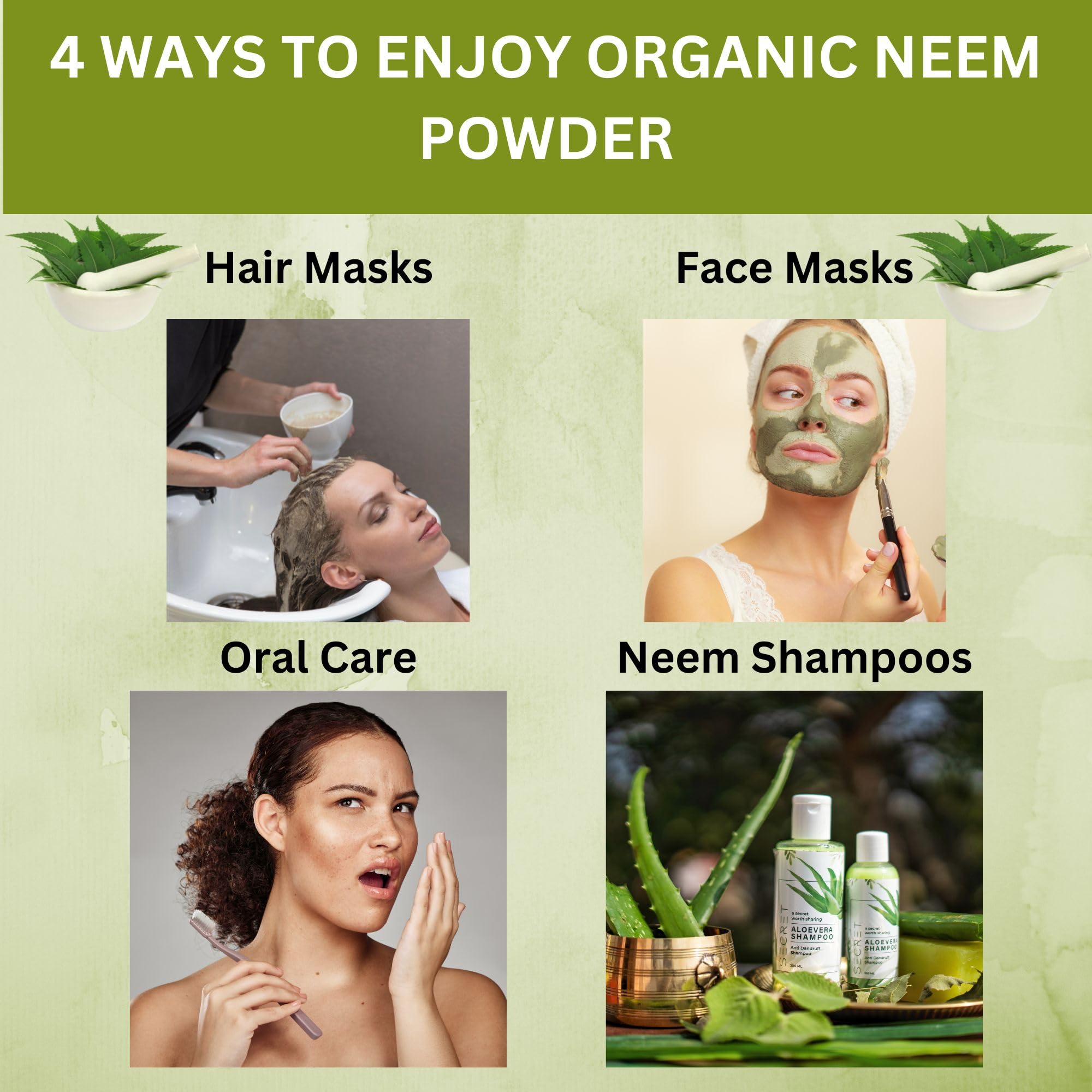 Neem powder in a spoon for measurement