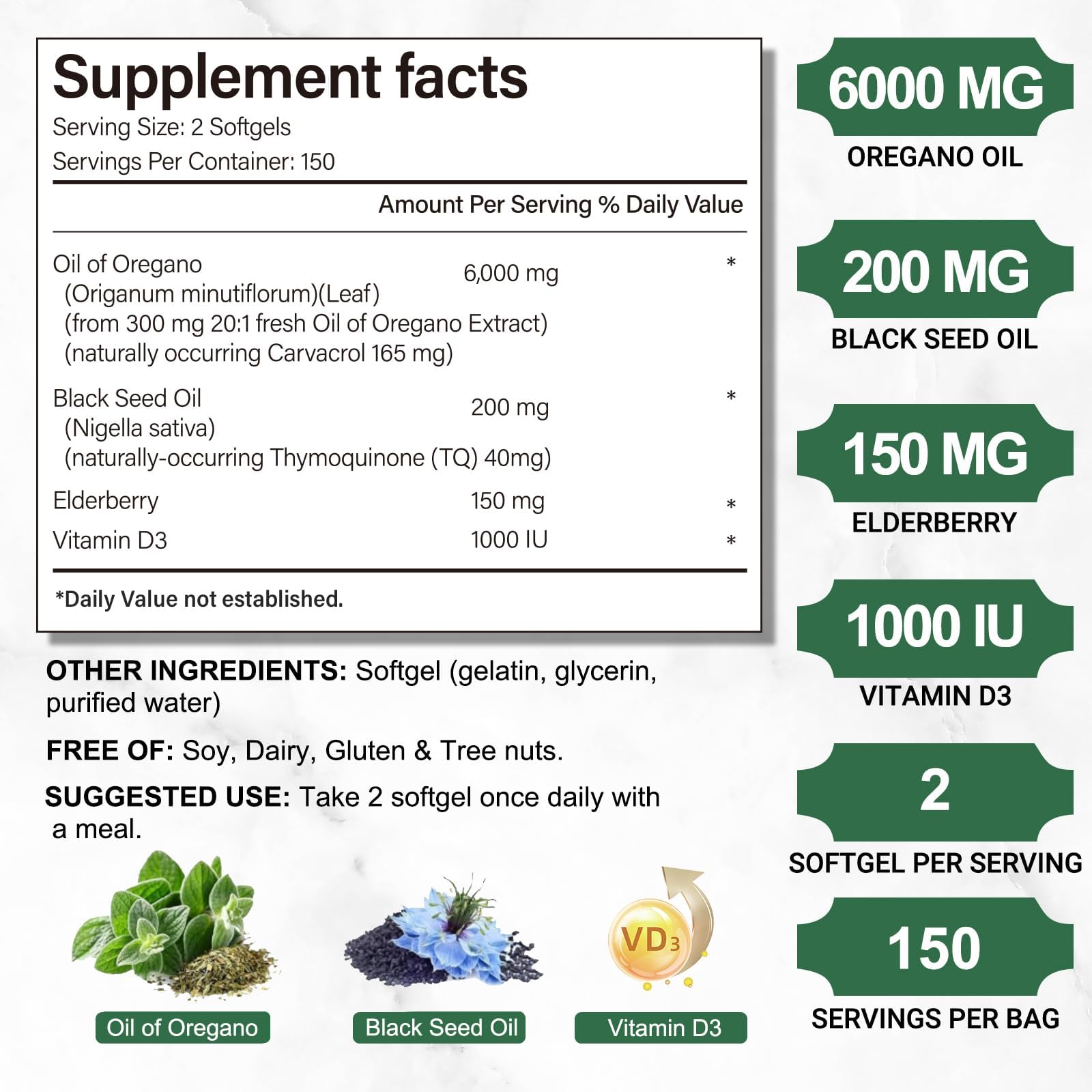 Organic non-GMO oregano oil softgel capsules