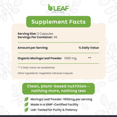 Organic oleifera moringa leaf powder
