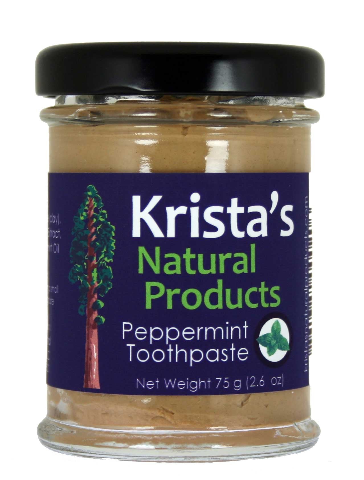 Front view of Organic Peppermint Toothpaste in a 75 g glass jar