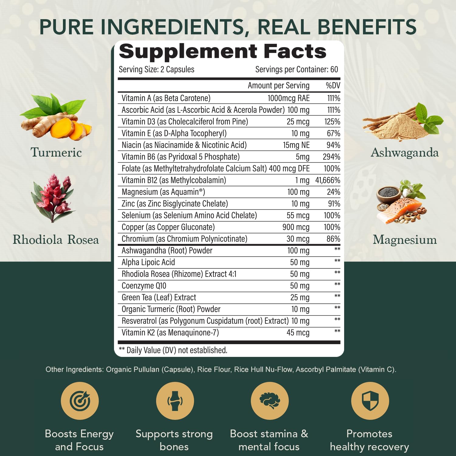 Organic pullulan capsules used in the men's multivitamin