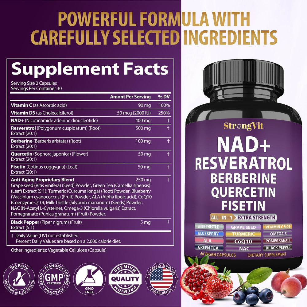 Pure organic Resveratrol depicted with berries