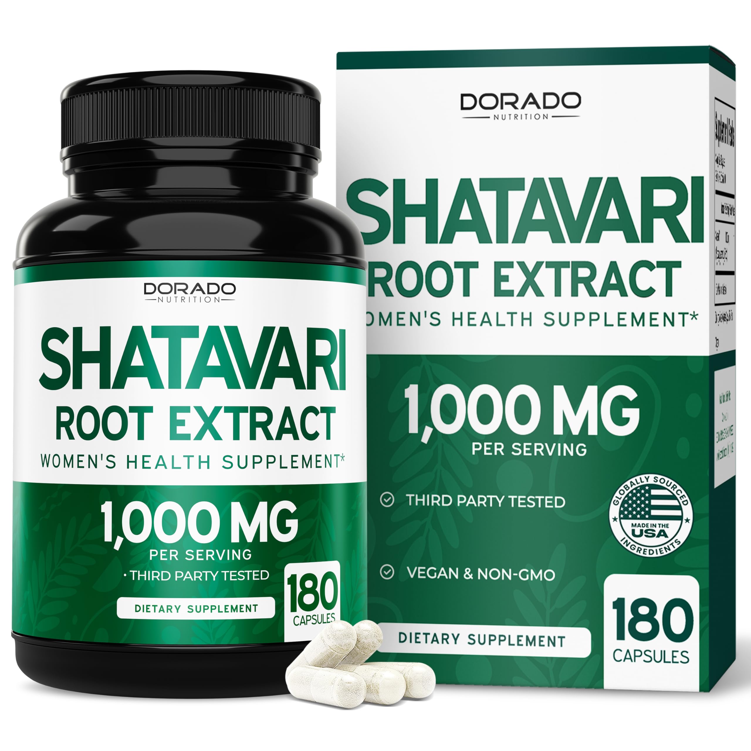 Organic Shatavari Capsules 1,000mg - 180-count bottle