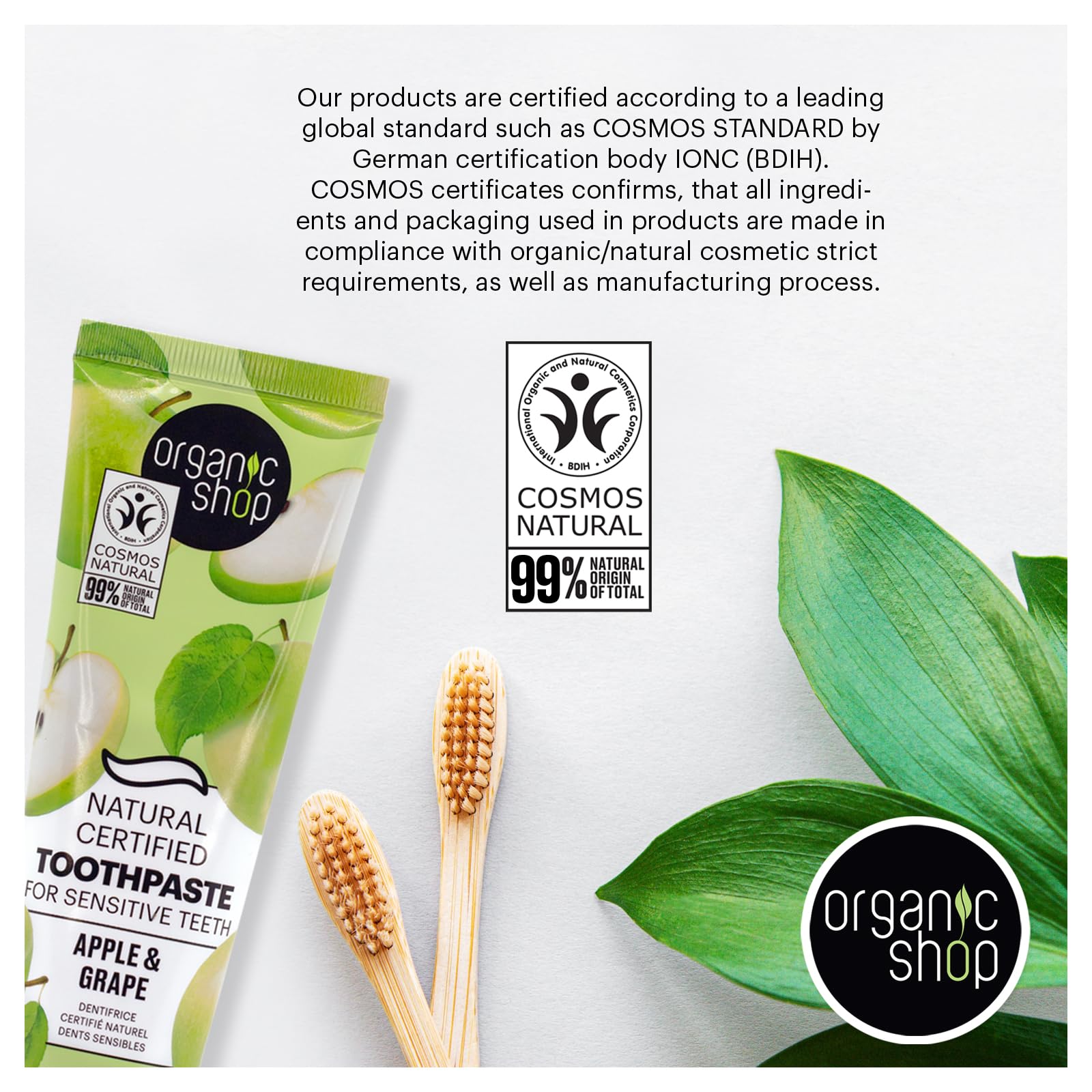 Organic Shop two-pack tubes beside a ruler for size and scale reference