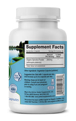 Organic spirulina supplement in capsule form