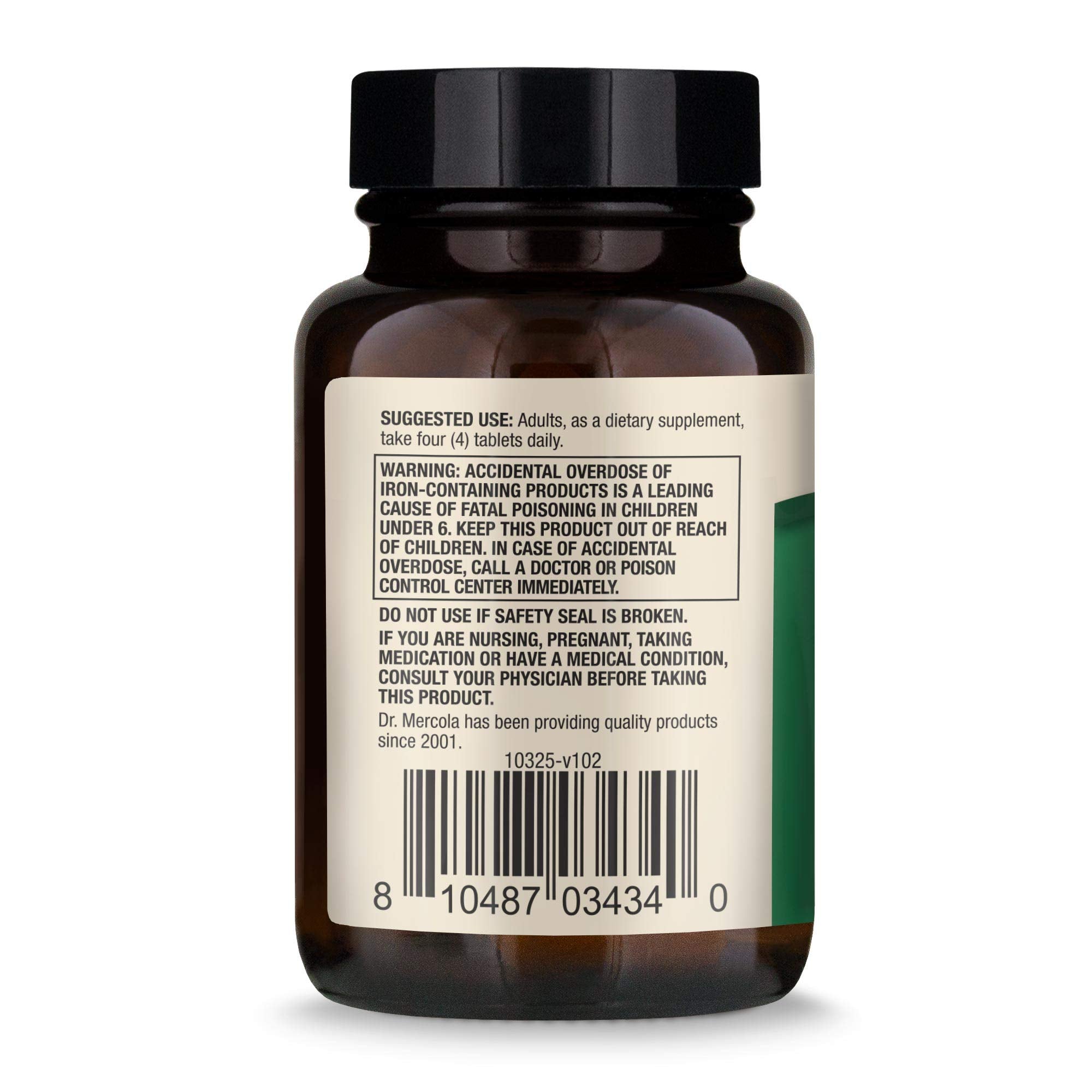 Spirulina tablets and packaging showing non-GMO gluten-free soy-free claim