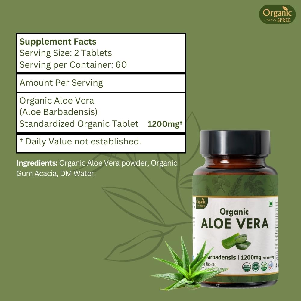 Ingredients panel of Organic Spree Aloe Vera Tablets