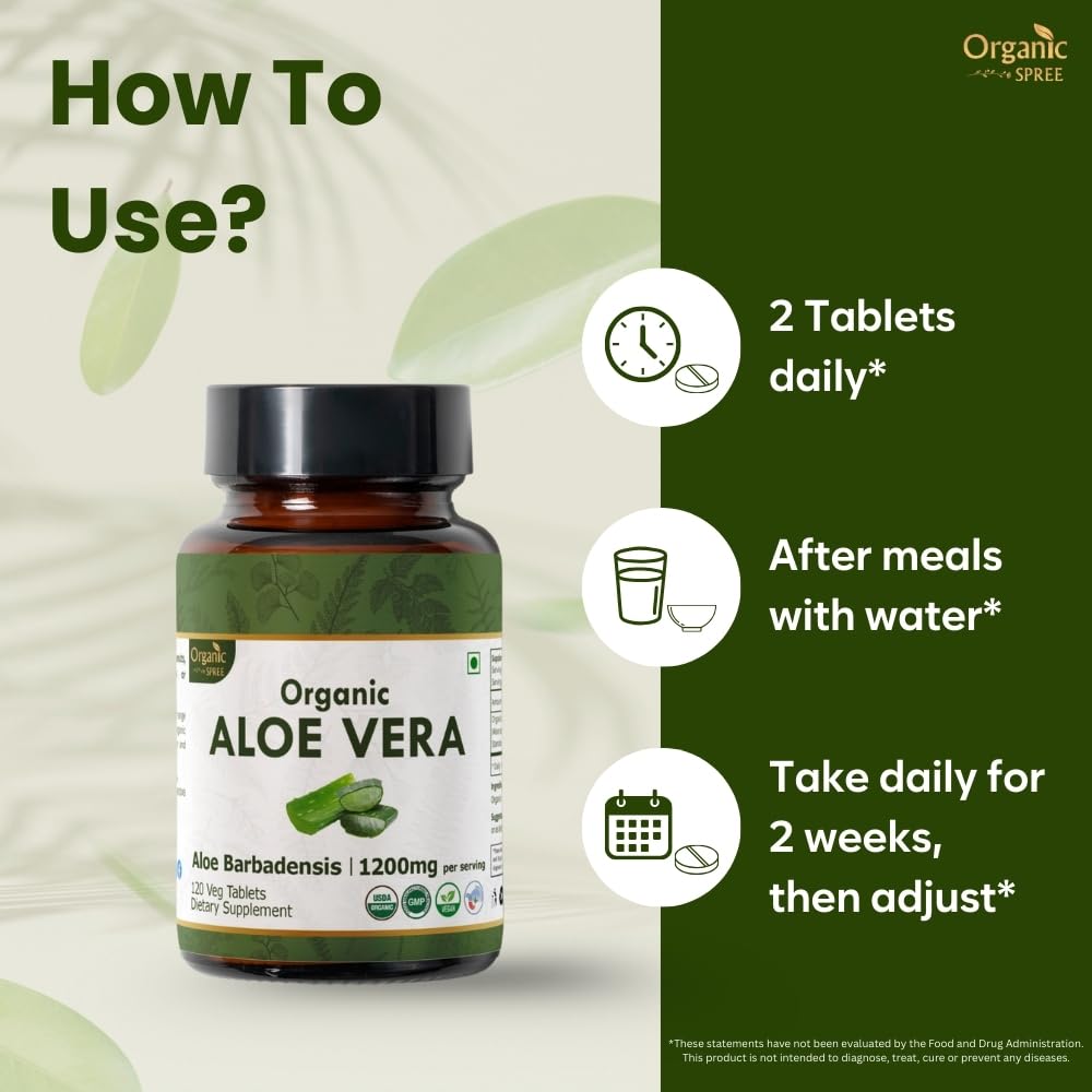 USDA Organic logo on Organic Spree Aloe Vera Tablets packaging