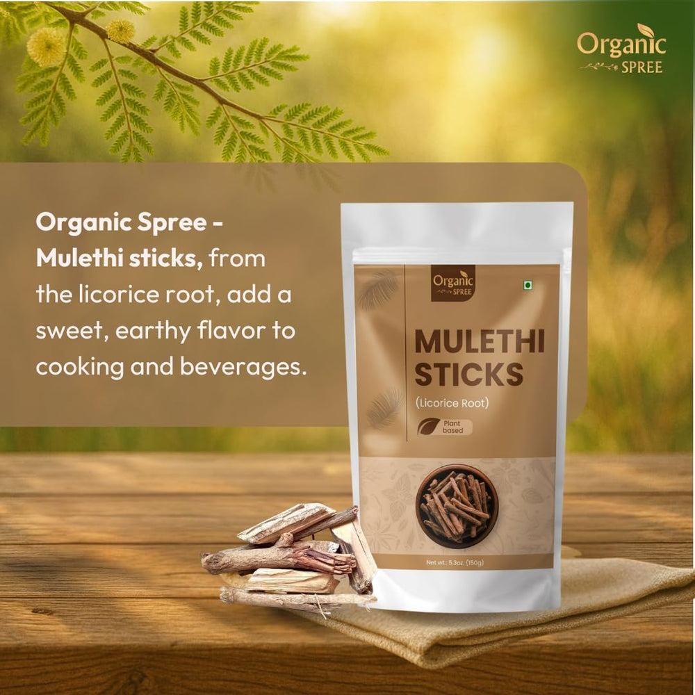 Close-up of Glycyrrhiza glabra Mulethi sticks showing natural texture